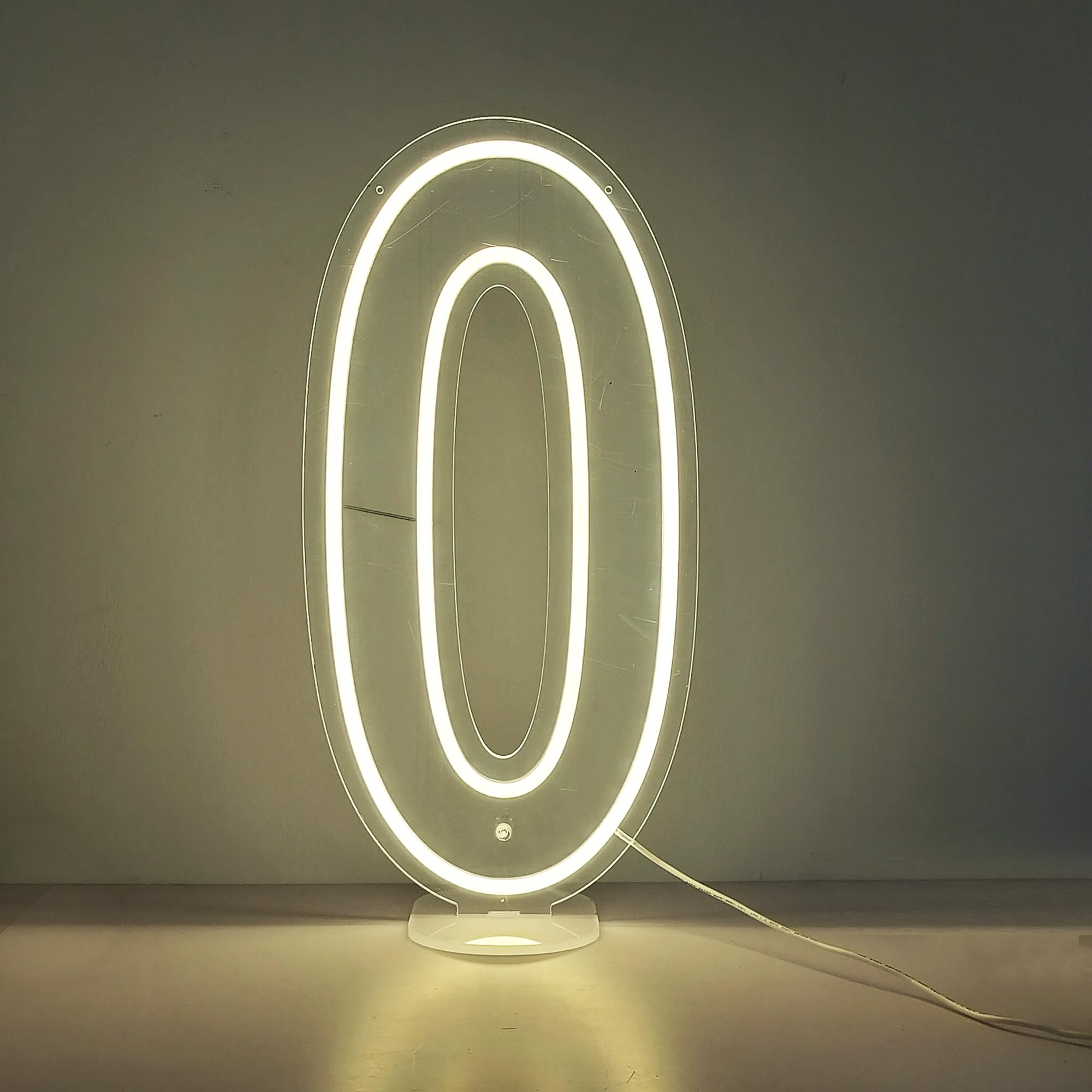 DS&DV 10 x 20 inch Warm White Led Neon Number 0 Light Sign, — image 1