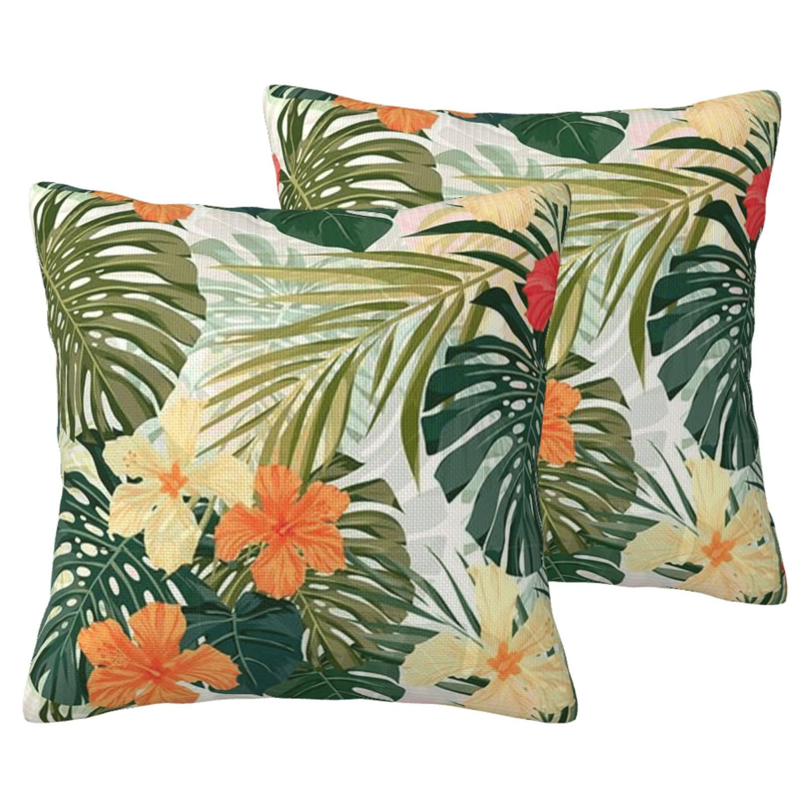 Housses de coussin effet lin à motif floral avec fermeture éclair invisible et durable