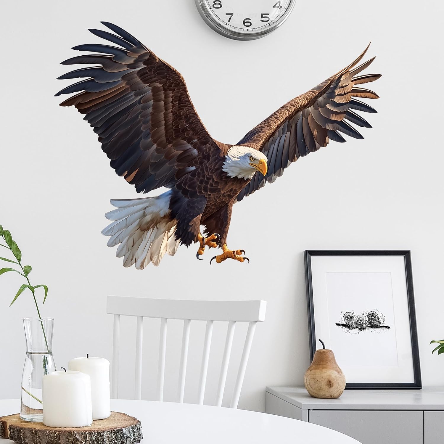 Bald Eagle Wall Decal Bird Animal Wall Sticker | Removable, waterproof, vinyl peel and stick wall art for nursery, classroom, living room, playroom, bedroom, and school