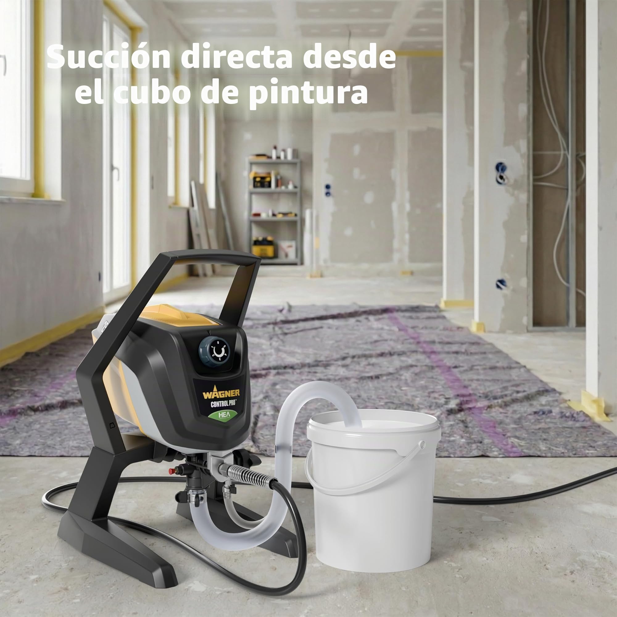 Wagner Airless ControlPro 350 R,Pulverizador de pintura para pared y techo/madera y metal,uso interior y exterior, cubre 15 m² en 2 min, 110 bar, presión de pulverización ajustable, manguera de 15 m