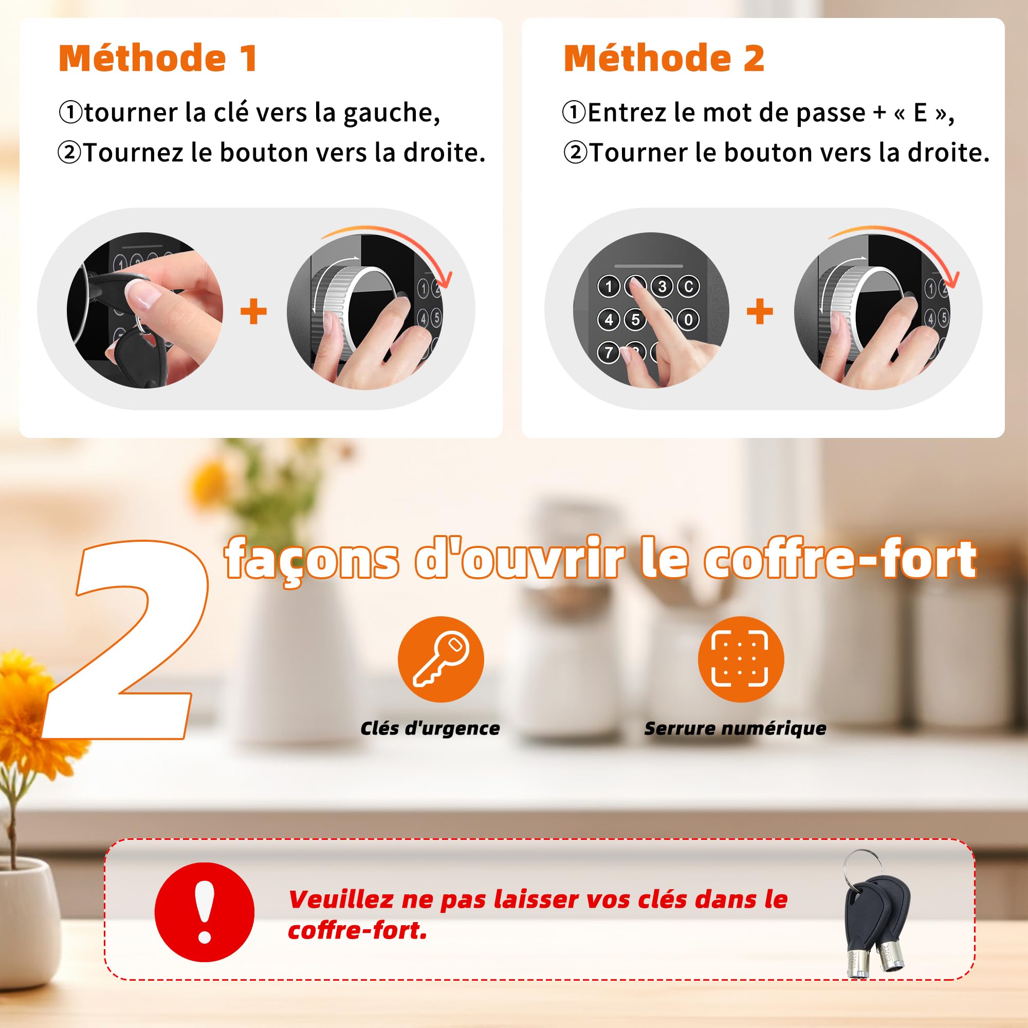 Petit Coffre Fort Électronique Numérique, Coffre-fort en Acier de 6.6L avec Serrure Électronique et 2 Clés, Coffre Fort Mural t pour Argent Bijoux Documents Noir