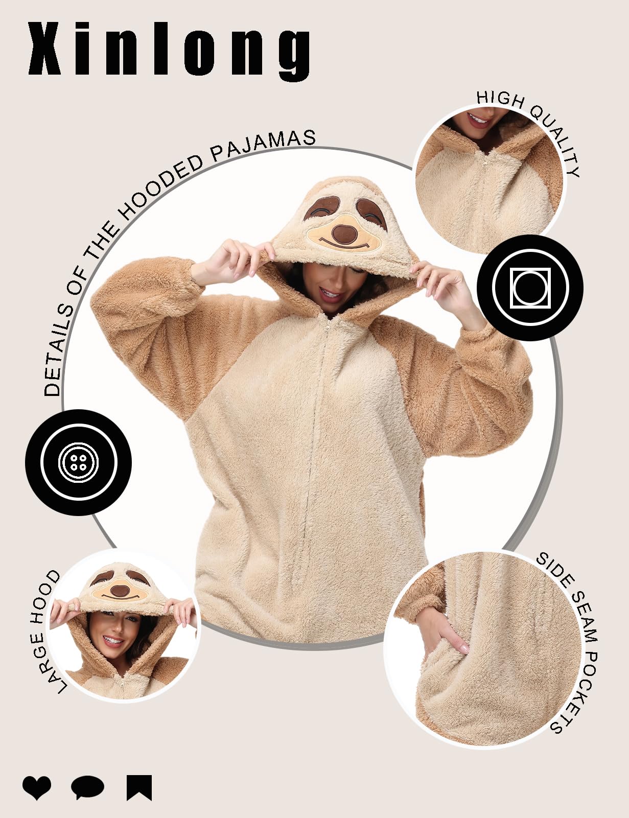Xinlong Pijama Mono Panda Cosplay Costume Pingüino Ropa de Dormir Invierno Oso Sloth Animal Hombre Mujer Carnaval Halloween