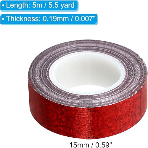 Miniatura 2 de PATIKIL Cinta brillante con purpurina de 0.591 in x 16.4 ft, 1 paquete de cintas adhesivas holográficas decorativas para manualidades, álbumes de