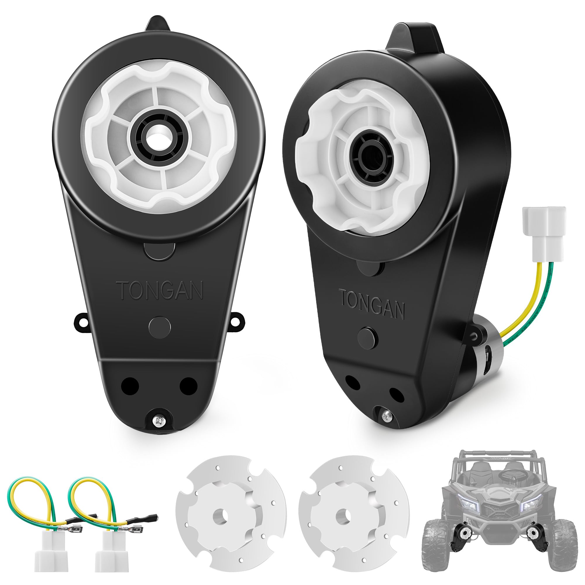 24 Volt RS555 35000 RPM High-Speed Motor Gearbox for Power Wheels Motor Upgrade, Pair of 24V Replacement Parts for Ride On Toys, High Torque Motor for Kid's Electric Vehicle Replace Parts (2)