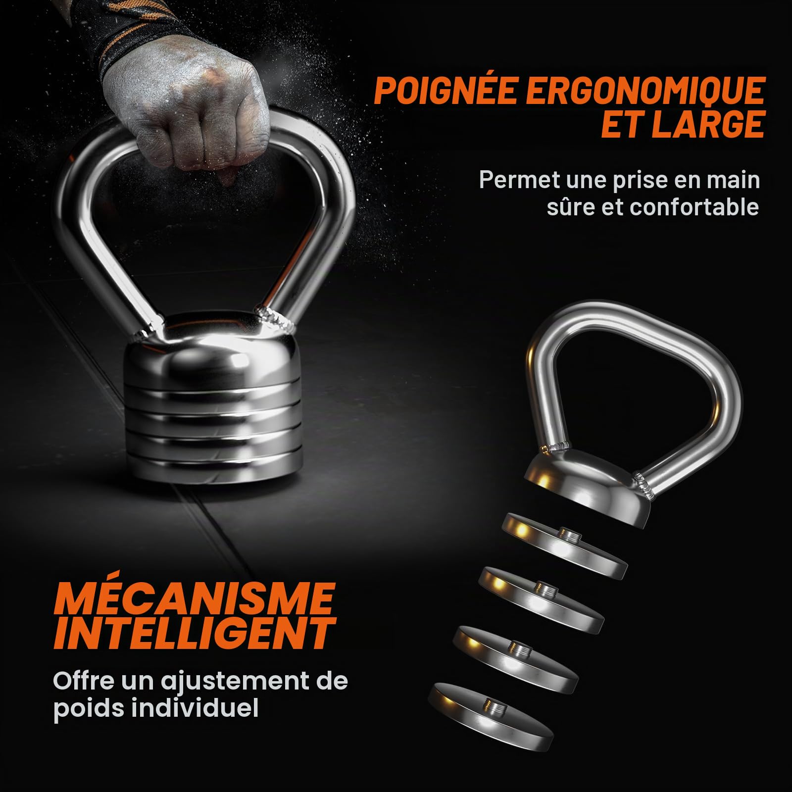 Northdeer Kettlebell en acier réglable 5 kg/10 kg - Haltère kettlebell réglable pour musculation, fitness, entraînement à la maison