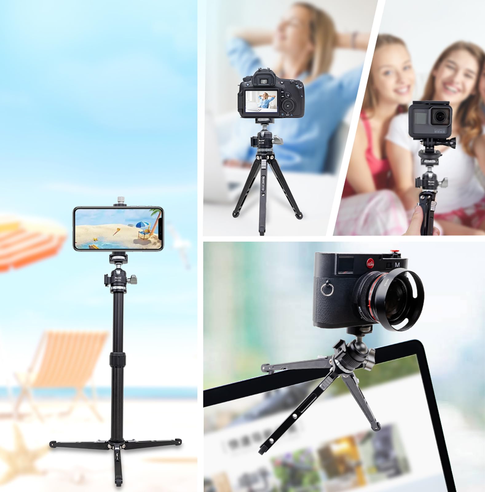 三脚 おしゃれ カメラ Amazon | XILETU ミニ三​​脚金属製スマートフォン三脚コールドシュー