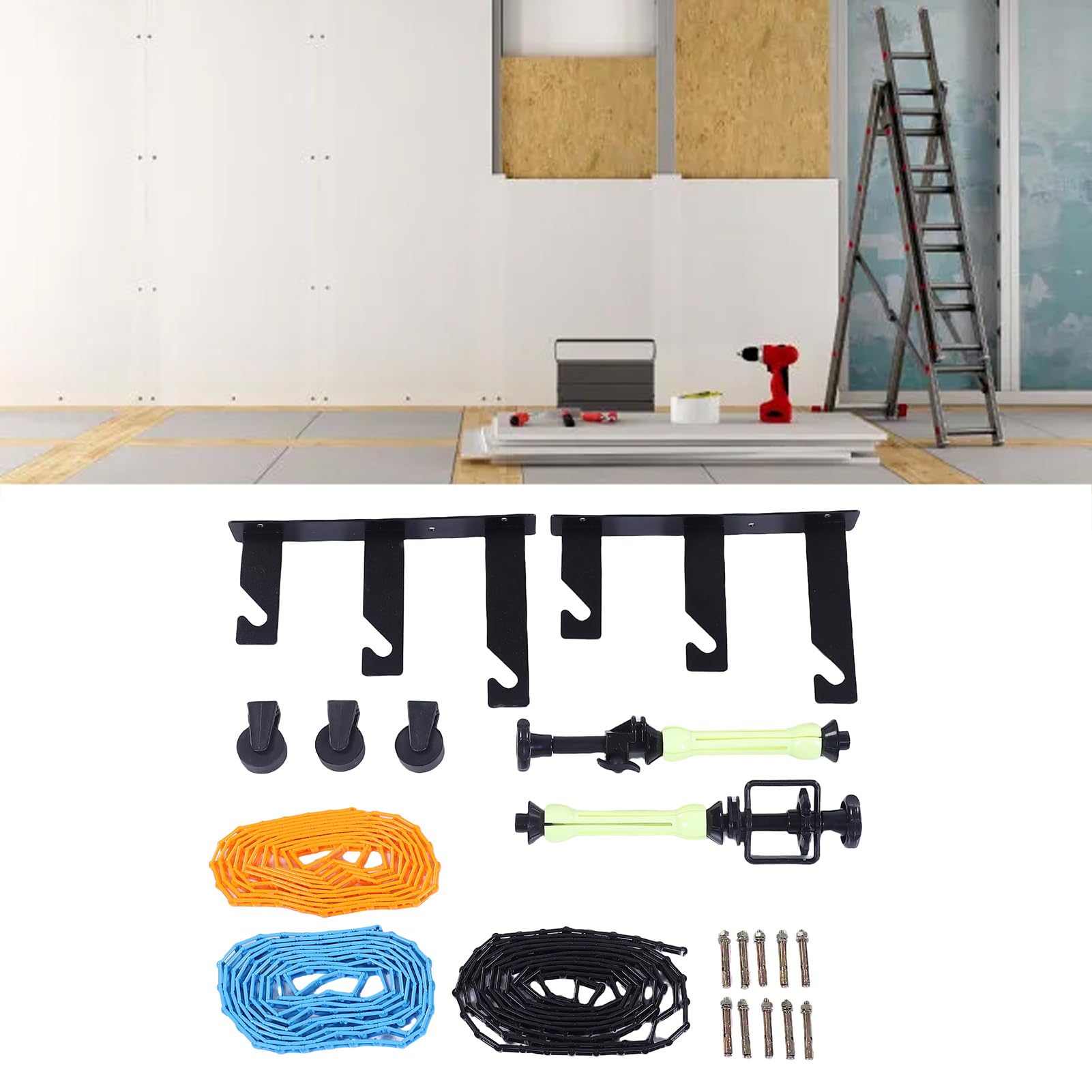 Naroote di Supporto Manuale per Fondale a Parete con 3 Rulli, Supporto per Fondale a Soffitto, a Parete a 3 Assi con Attacco per Lampada da Tavolo