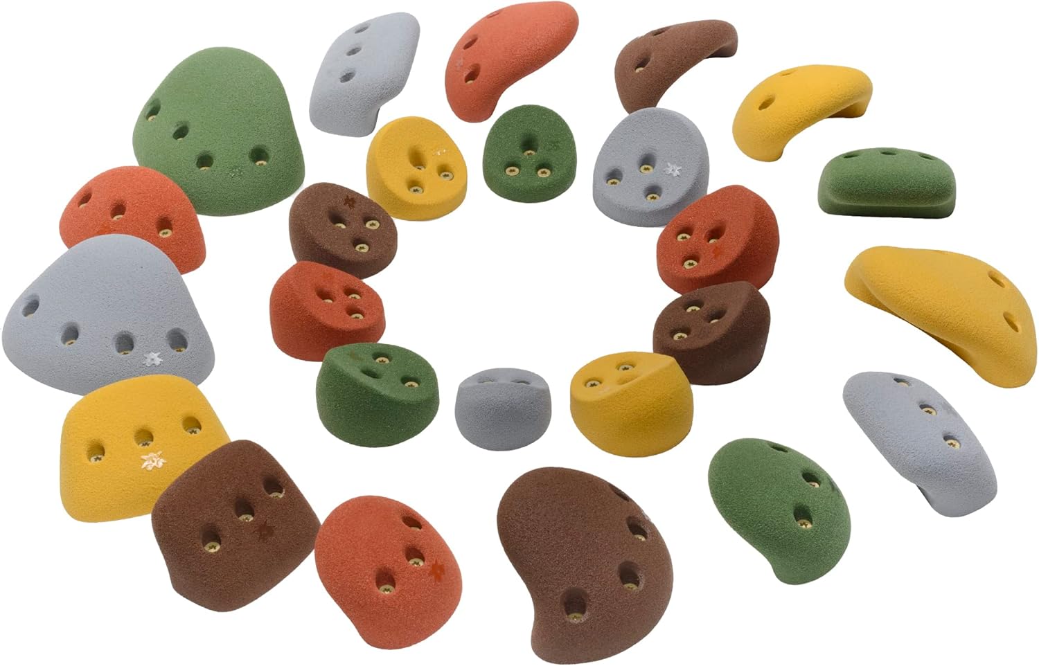 Atomik Rock Climbing Holds Set of 25 Screw-Ons Kids Holds Style 3 in Assorted Earth Tones