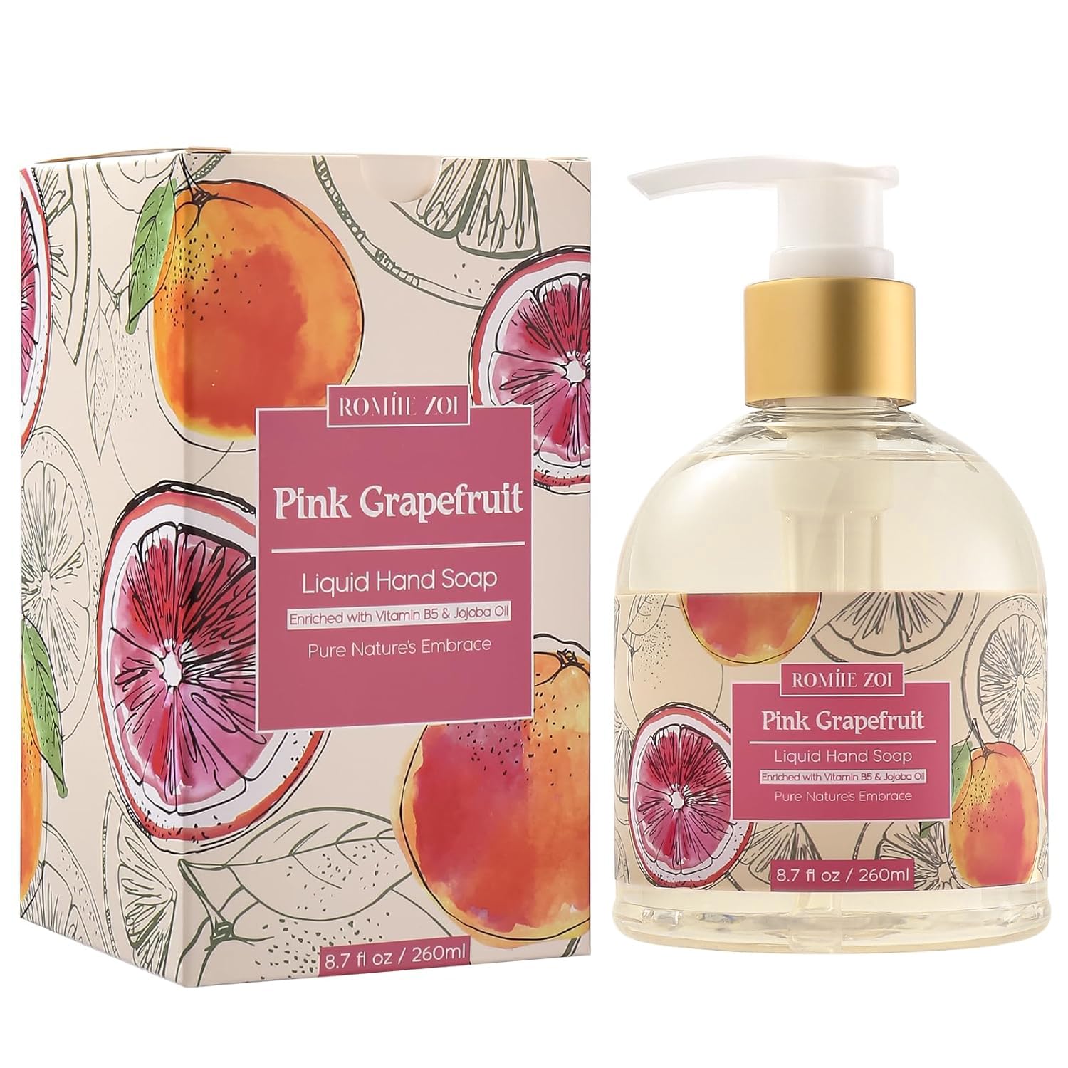 ROMIIE ZOI Liquid Hand Soap with Gift Box - Grapefruit - 260ml/ 8.7 fl.oz