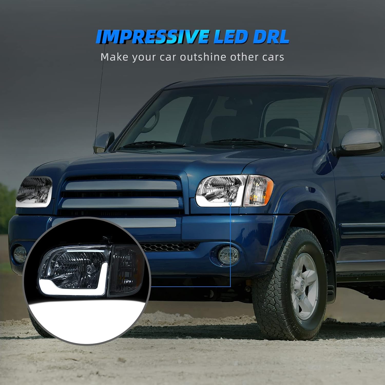 AUTOSAVER88 Headlight Assembly Compatible with 2005-2006 Tundra Crew Cab/Extended Cab (4 Normal-Size Doors) 2005-2007 Sequoia Black Housing Clear Lens(Not suitable for Regular Cab and Assess Cab)