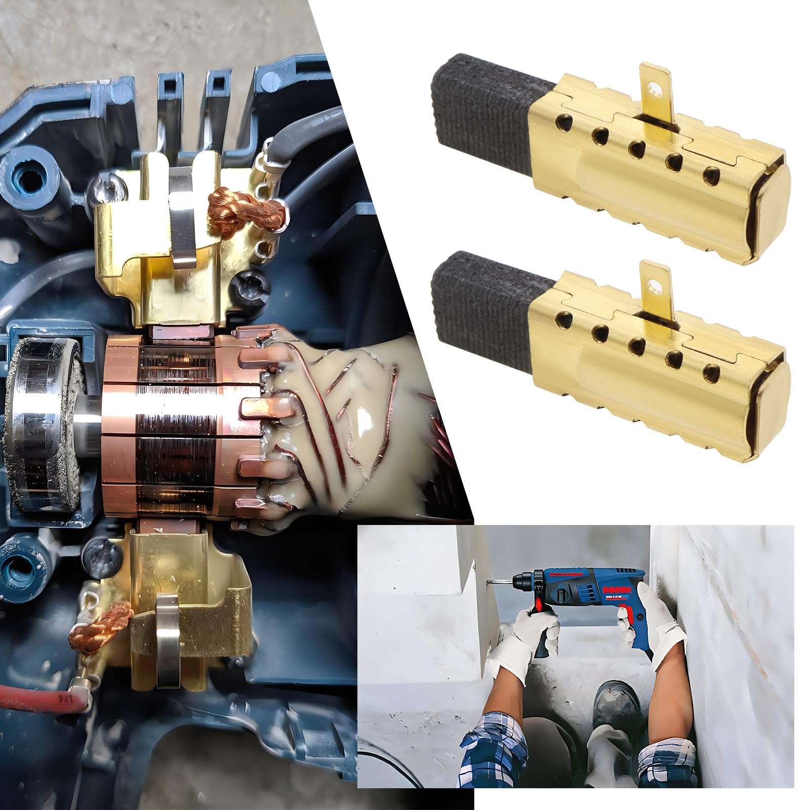 Balais de Charbon de Moteur Compatible avec Bosch GBH 2-18 RE, PBH 2000 RE, Perceuse à Percussion
