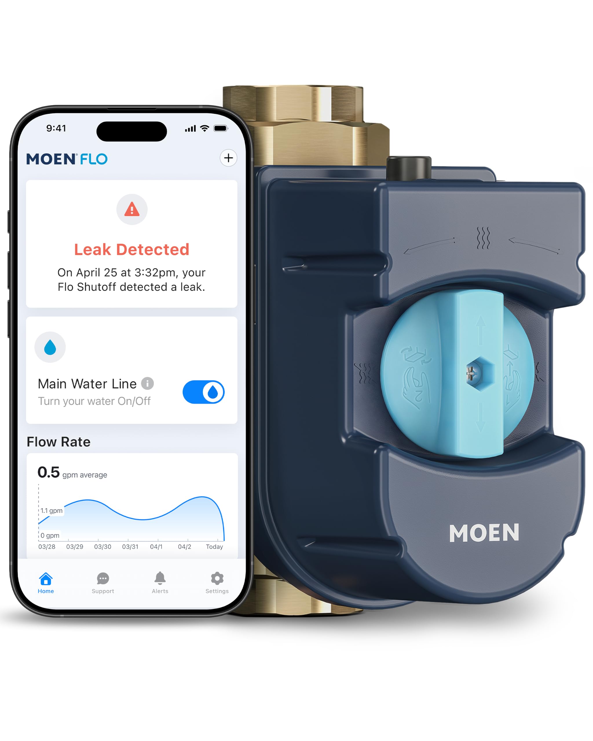 Photo 1 of Moen Flo Shutoff, 1 1/4" Automatic Water Leak Detector & Shutoff, 900-002