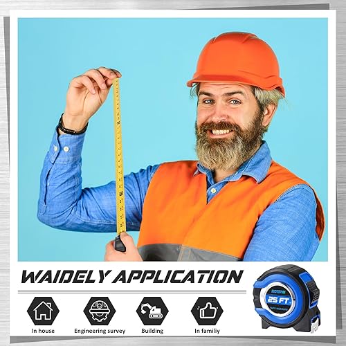 Miniatura 5 de Hoteam 20 cintas métricas con fracciones de acero 18, cinta métrica retráctil de fácil lectura, cinta métrica de acero de hoja ancha (25 pies 1