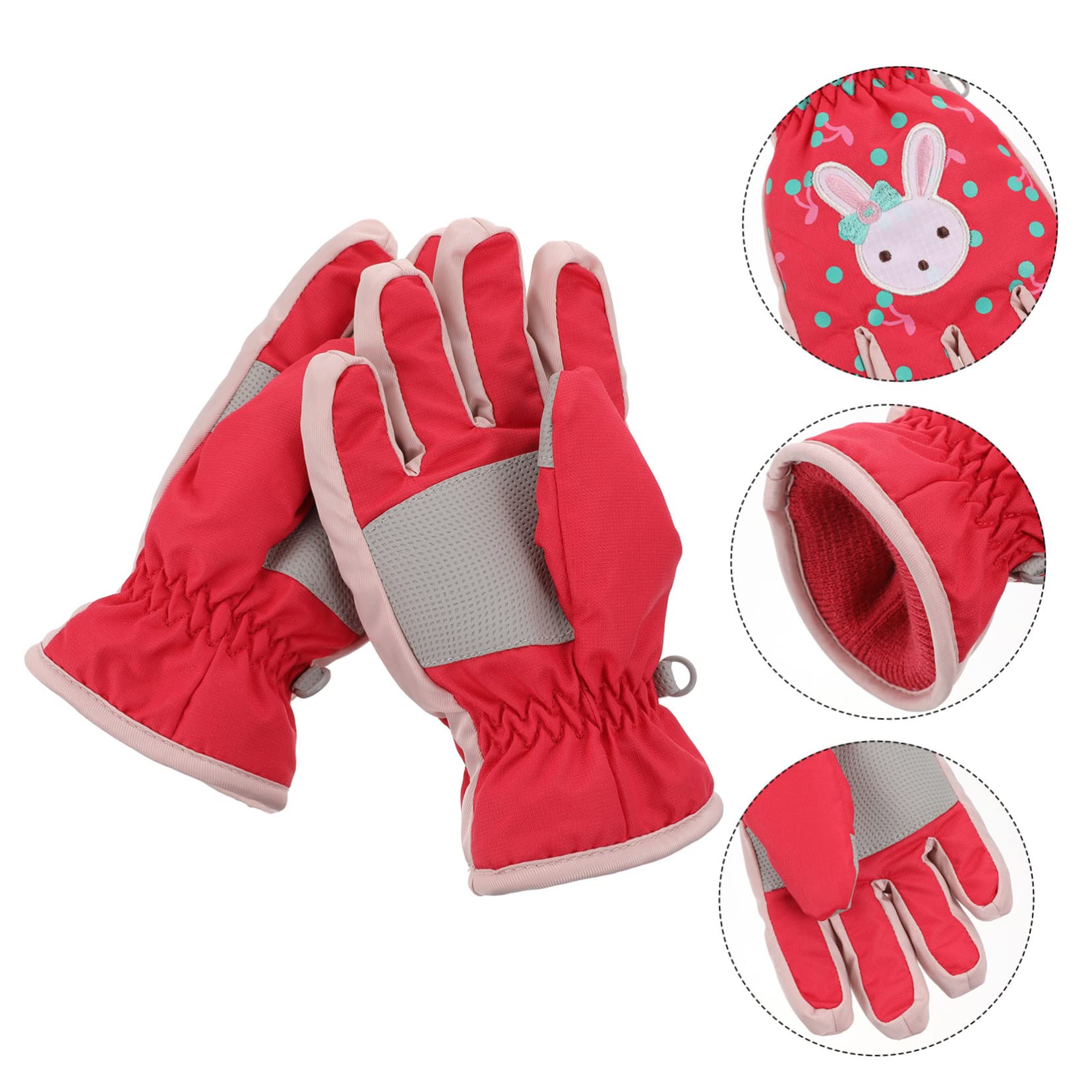 PACKOVE 3paare Mädchen Winter Ski Handschuhe wasserdichte Winddichte Und rutschfeste Fäustlinge Für Mädchen Für Und Outdoor-aktivitäten s Rot