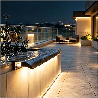 Black‑Aluminium LED Rain Drip‑Edge Diverter for Outdoor Terraces