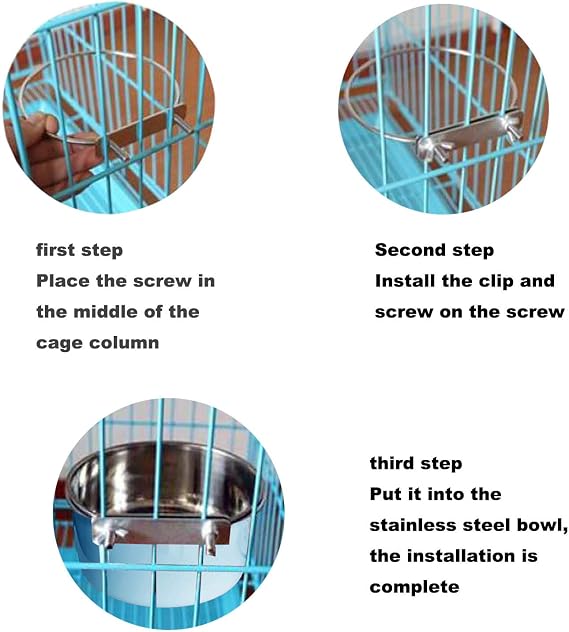 Water Bowl for Dog Crates & Cages,2-in-1 Crate Type Pet Hanging Bowl,Stainless Steel Cage Dog Bowl,Medium Sized Dog Feeder Food Water Bowl (Blue1.7l/1pcs)