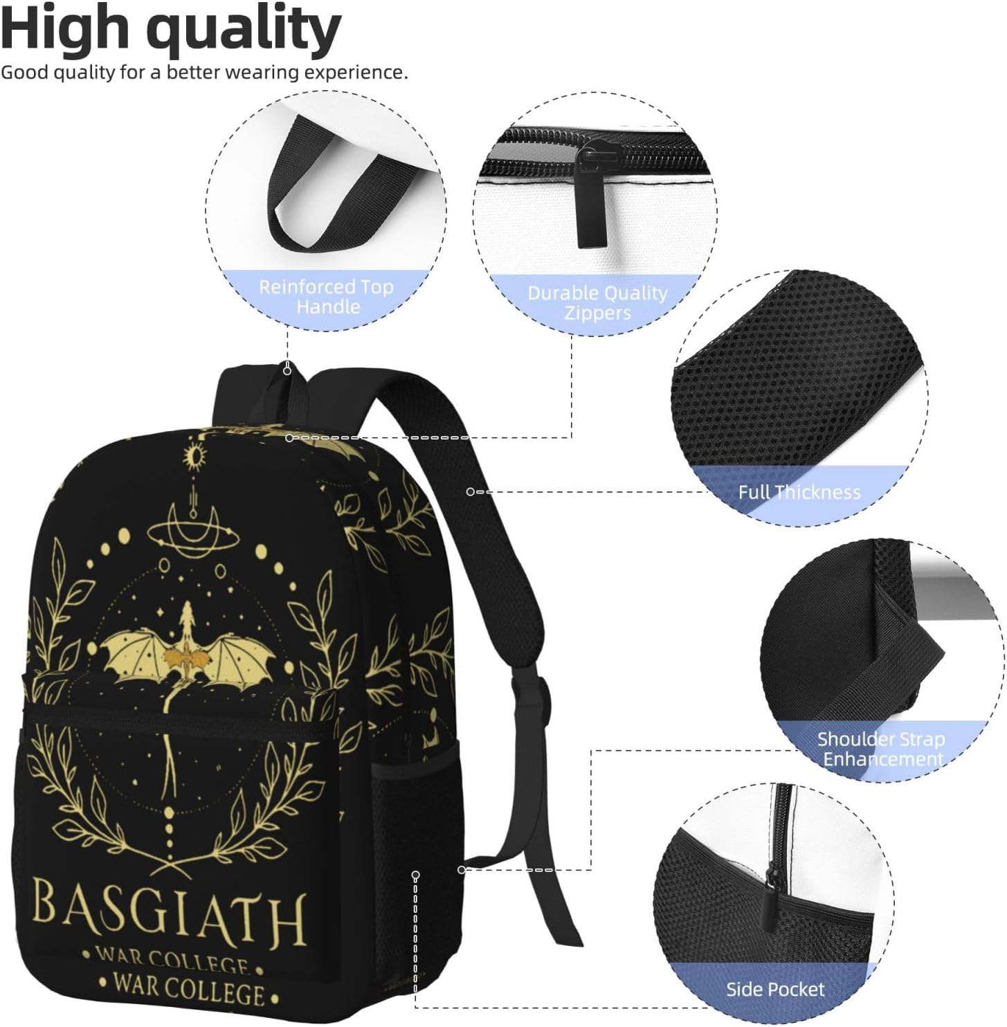 Fourth Dragon Wing 17 Inch Backpack Lightweight College Bookbags For Men Women Casual Daypack For Weekender Business Hiking