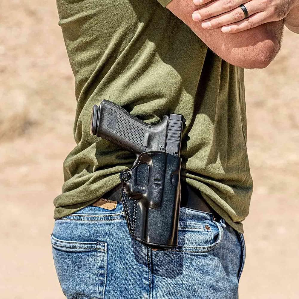 Galco Holsters SM2-858B Speed Master 2.0 Paddle/Belt Leather Holster Compatible with Smith & Wesson M&P .380 Shield EZ, Right Hand, Black Finish