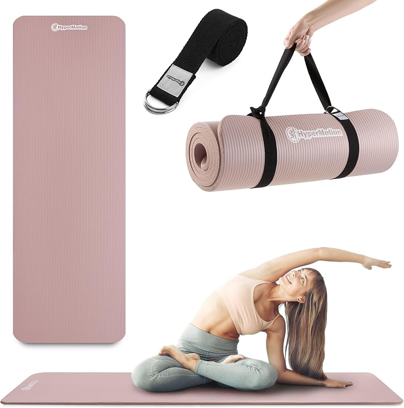 HyperMotion Tapis de Yoga NBR 183x61 cm (Épaisseur 0,8 cm et 1,5 cm) Antidérapant, avec Sangle de Tr