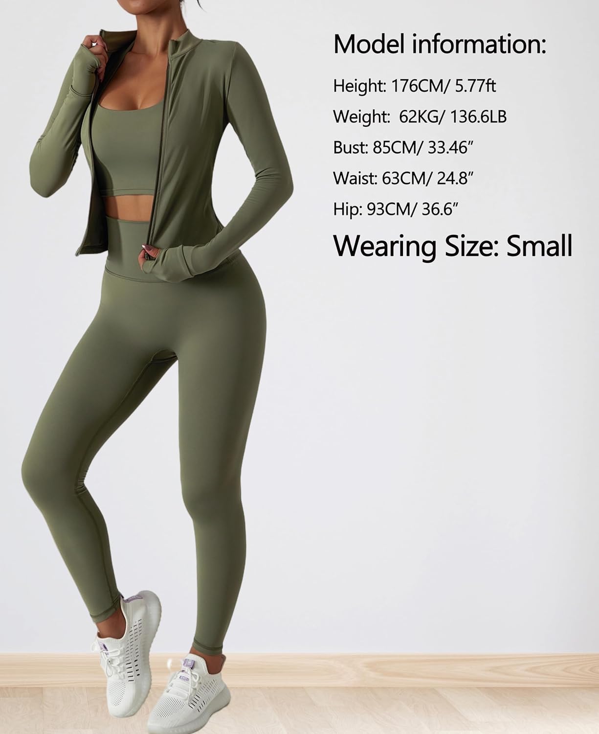 Yknktstc Womens Two Piece Tracksuit Set Long Sleeve Zipper Jacket with Athletic High Waist Leggings Workout Outfit - Image 4