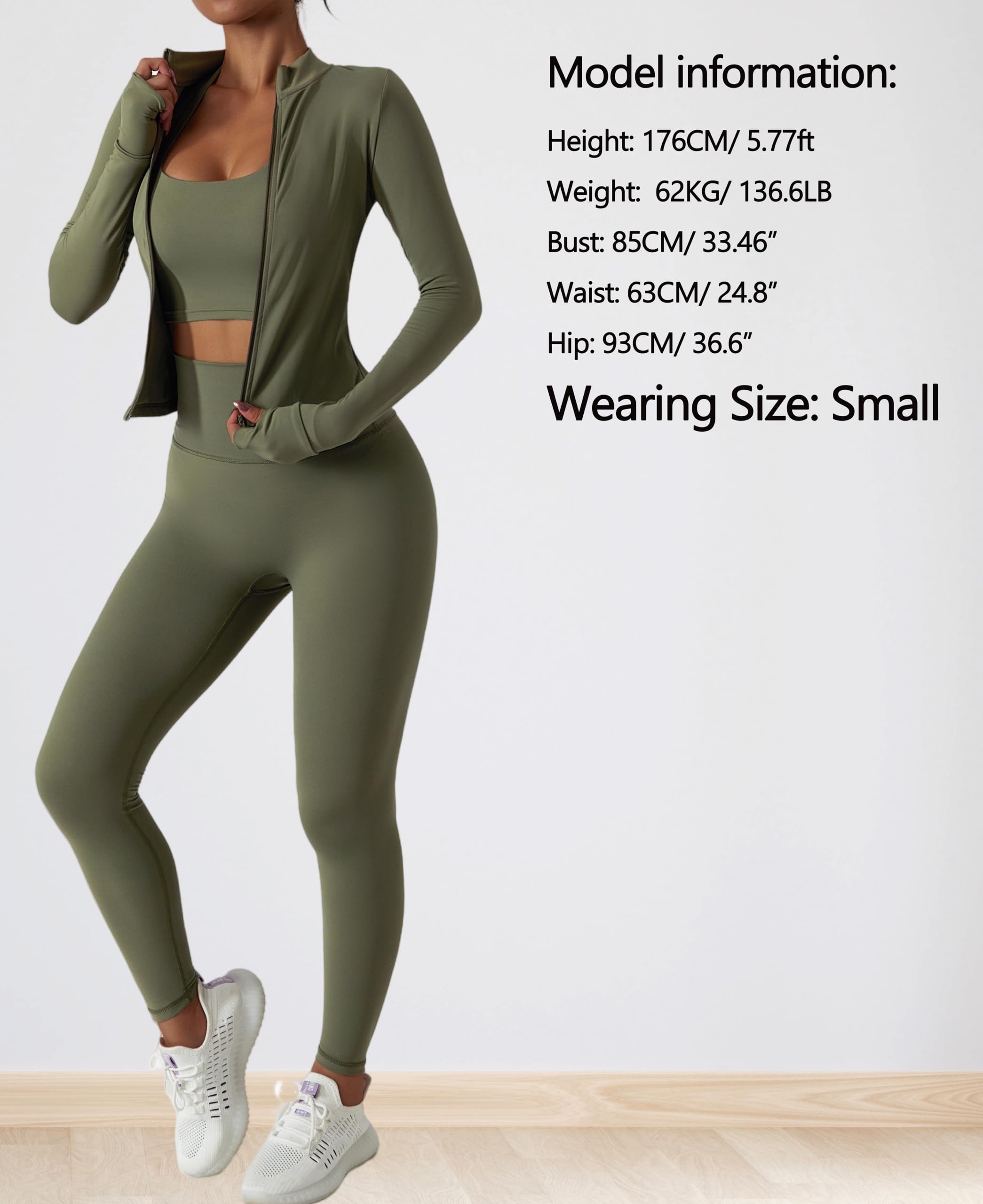Yknktstc Womens Two Piece Tracksuit Set Long Sleeve Zipper Jacket with Athletic High Waist Leggings Workout Outfit