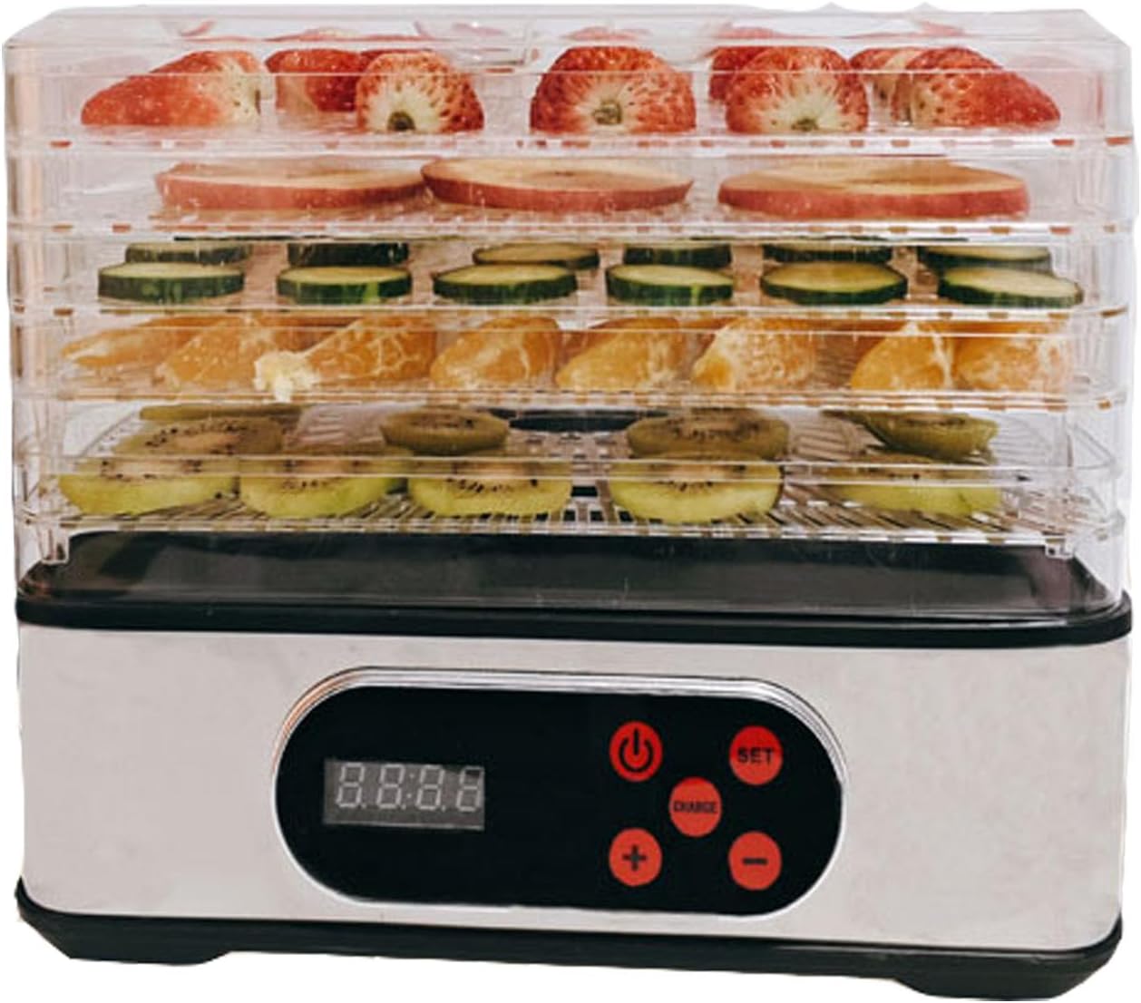 Food Dehydrator Machine, Stainless Steel Dehydrater for Fruit Herb,5 Stackable Trays, Digital Adjustable Timer & Temperature Control, Dehydrator for Beef,Meat, Fruits, Mushroom, Dog Treats