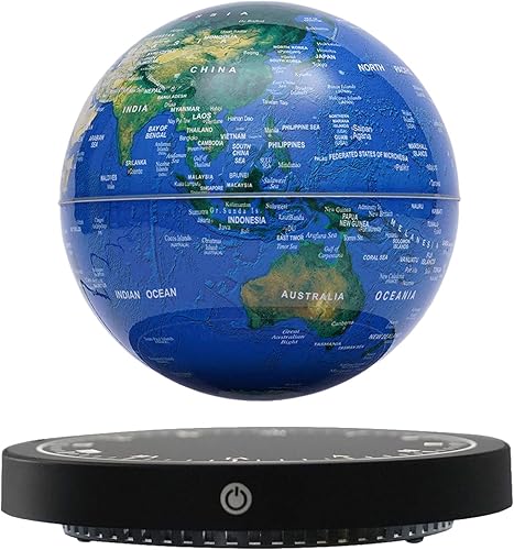 Globos de globo flotante World Geographic de 6 pulgadas, anti gravedad, mapa del mundo giratorio 360 con luz LED, globo de levitación magnética,