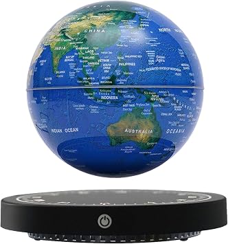 6" World Geographic Globes Floating Globe Lamp Anti Gravity 360 Rotating World Map with LED Light Magnetic Levitating Globe Home Office Desk Decor Creative Birthday Gifts