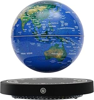 6" World Geographic Globes Floating Globe Lamp Anti Gravity 360 Rotating World Map with LED Light Magnetic Levitating Globe Home Office Desk Decor Creative Birthday Gifts