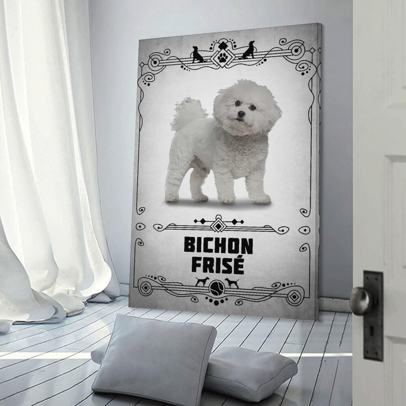 Junmoney Decorative Wall Artwork Bichon Frise, 08x12inch(20x30cm), for Lounge, Bedroom Or Personal Spaces, Gift Idea for Housewarming And Birthdays