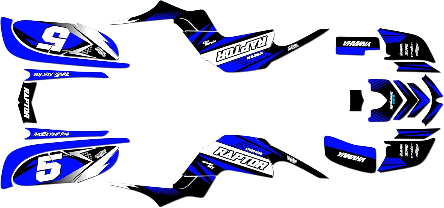 Graphics Kit for Yamaha RAPTOR660 Turbo Series Blue 16 Mil - On/Off the Road - ATV UTV Dirt Bike Stickers, Quad Dirtbike Racing Decal Automotive Motocross Accessories no-Plastics