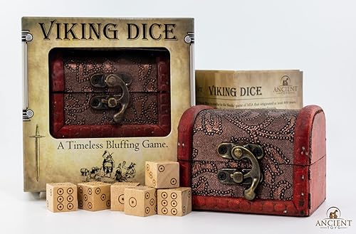 Miniatura 7 de Dados vikingos de un juego de bluffing de ritmo rápido similar a los dados del mentiroso, Mia, Dudo y Perudo. Gran juego de fiesta que es divertido