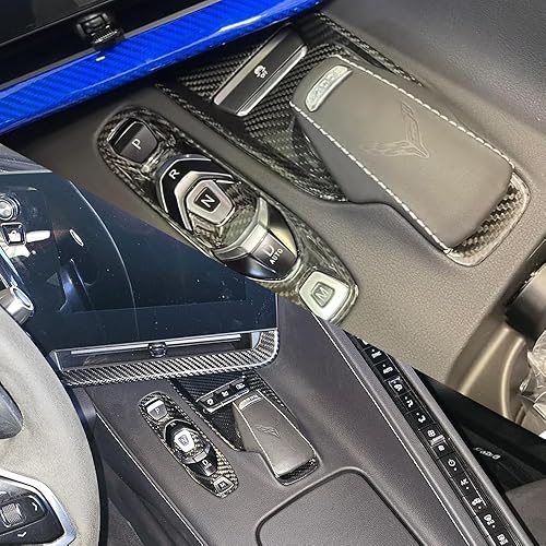 Miniatura 6 de 2 piezas de ajuste de base de cambio de engranajes de fibra de carbono genuina para Corvette C8 Z51 Z06 ZR1 Coupé HTC Stingray 2020 2021 2022 2023