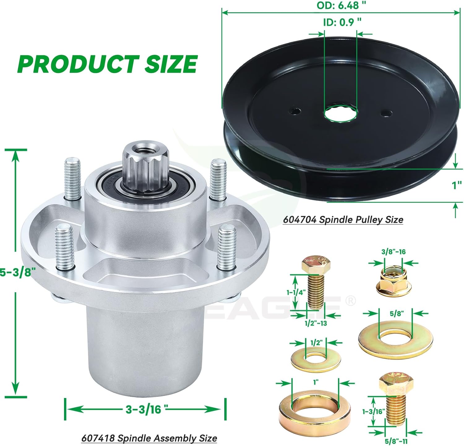 607418 Spindle Assembly with 604704 Pulley Replaces 601804 Spindle, Hustler Raptor SD 60 inch Deck Spindle Hustler 60 inch Mower Deck Spindles for Hustler Raptor SD 42", 60" Lawn Tractors