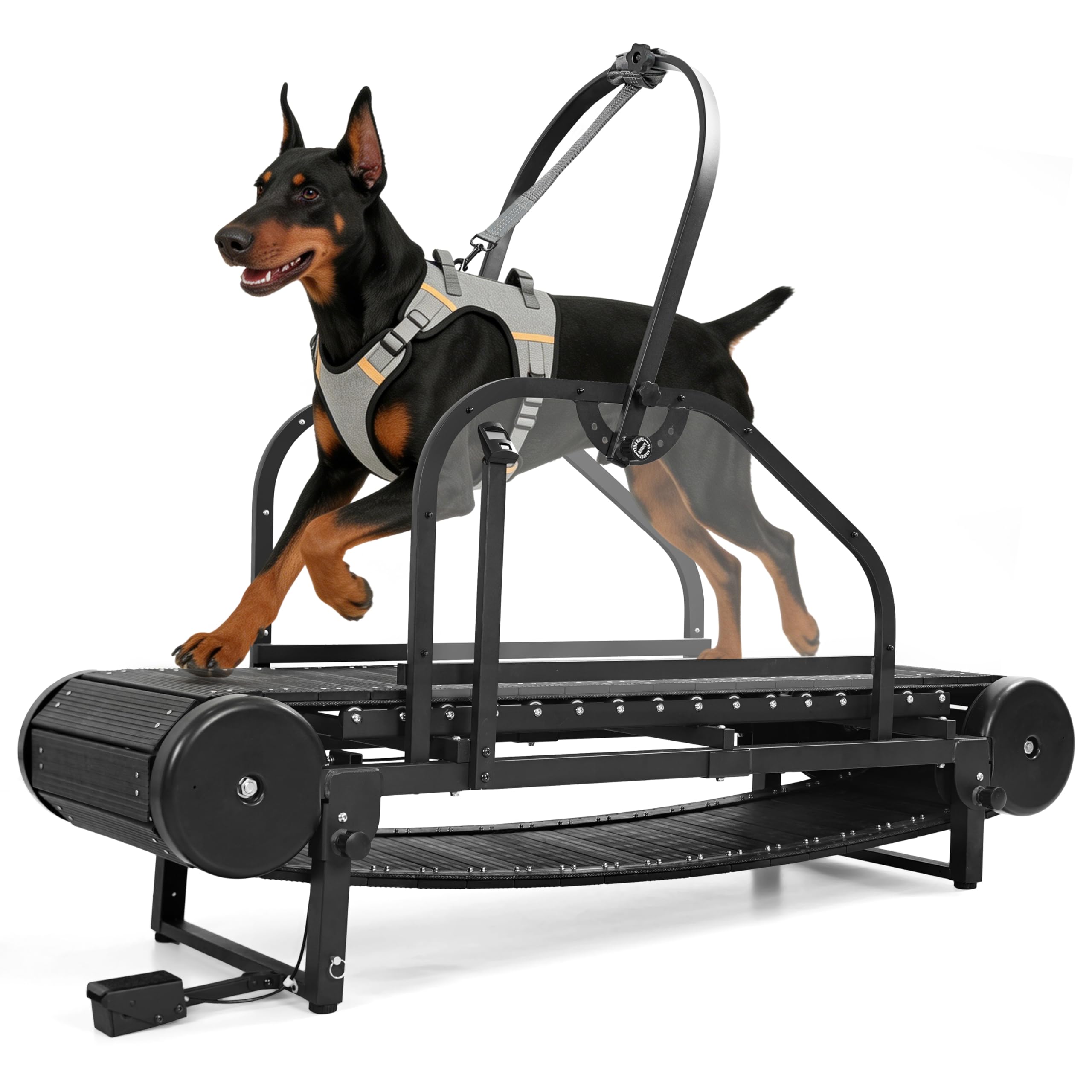 Non-Motorized Dog Treadmill for Large/Medium Dogs with Pedometer, Wide Running Slatmill, Self-Powered with Brake, 5-Level Incline, Heavy Duty Slatmill Indoor Training Equipment
