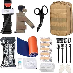 Relikee Emergency Survival Kits, Tactical Military Trauma First Aid Kit, Molle EMT IFAK Pouch Outdoor Gear Tourniquet Bandage Bleeding Control Kit for Camping Hiking Hunting Travel Car Adventures