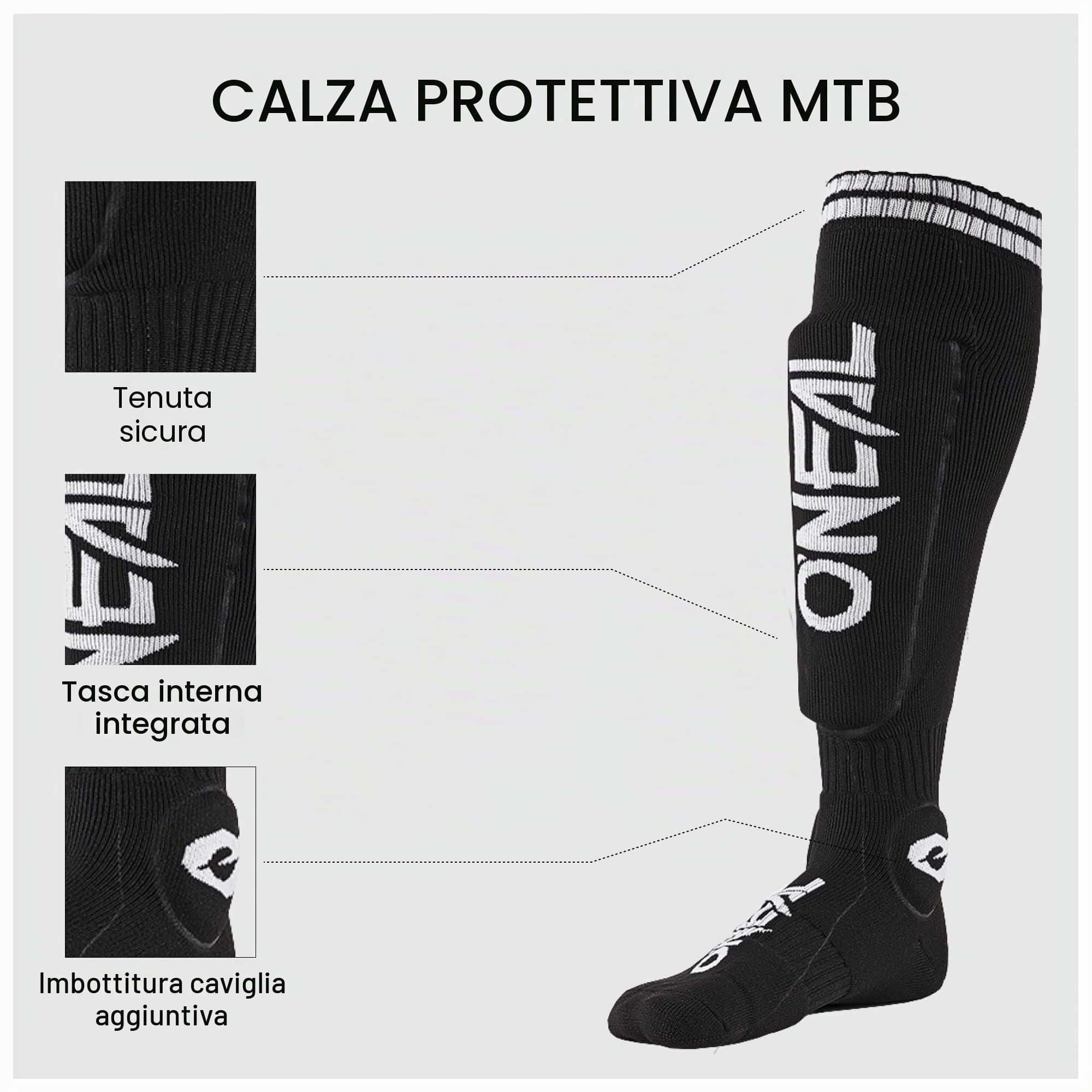 O'NEAL | Calzini Motocross | Motocross Enduro | Materiali traspiranti, tallone e suola in maglia spessa, tasche integrate | Calzino protettivo MTB | Adulto | Nero | Taglia unica