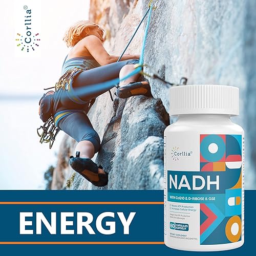 Miniatura 4 de NADH 50 mg + CoQ10 200 mg + D-Ribosa 150 mg Suplemento, Mejora NAD+ Suplemento para energía, fatiga, nicotinamida y adenina dinucleótido reducido,