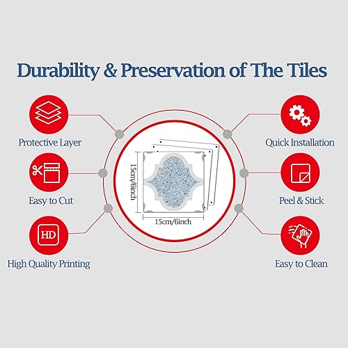 Miniatura 16 de Adhesivos para azulejos autoadhesivos, 12 unidades, autoadhesivas, calcomanías decorativas de pared para cocina, baño, azulejos, impermeables, Pata