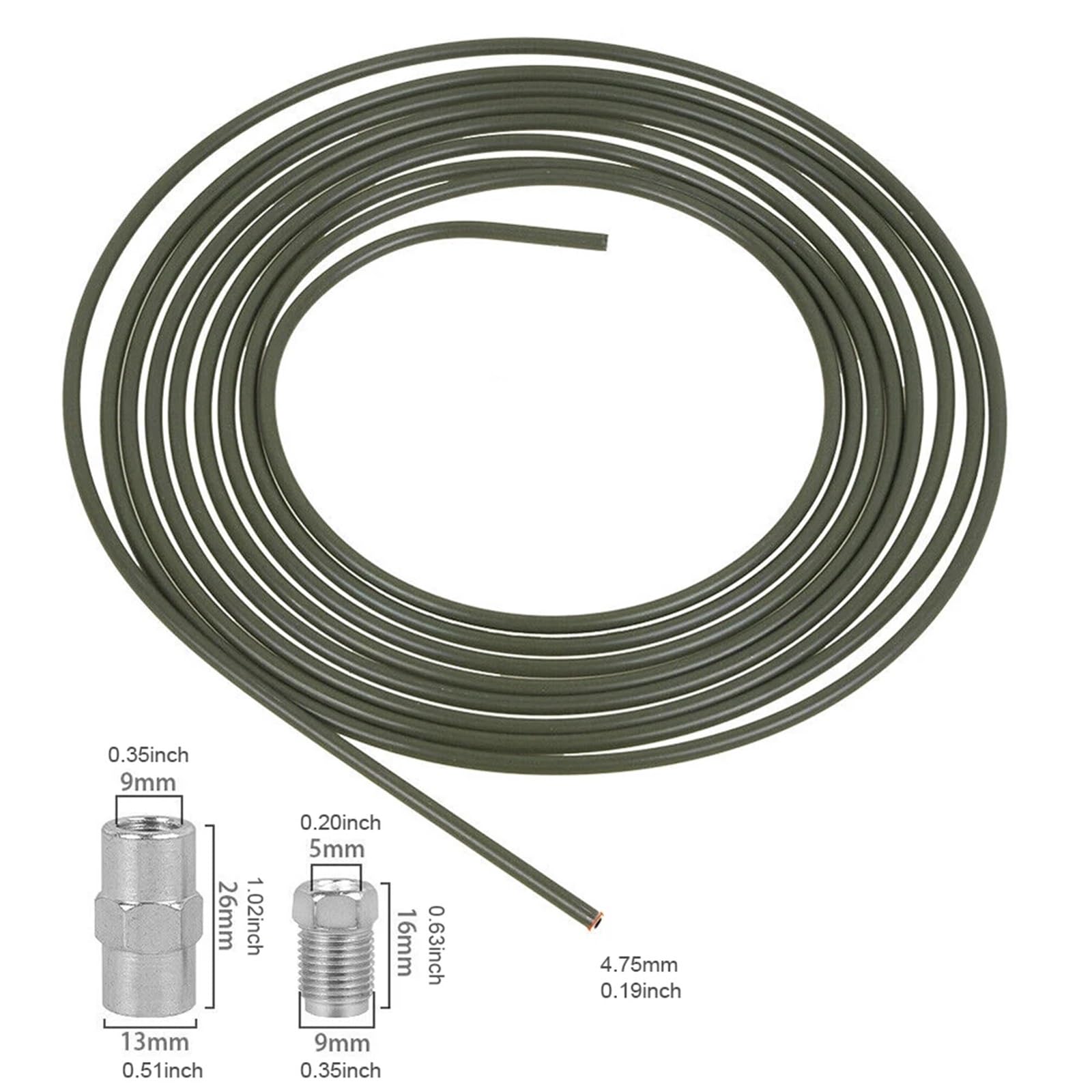 Tubería de Freno Aceite Paquete repuesto para reparación piezas frenos automóviles, 3/16 (4,75 mm), diámetro exterior, 10 metros + 10 juegos .(Plated Alloy)