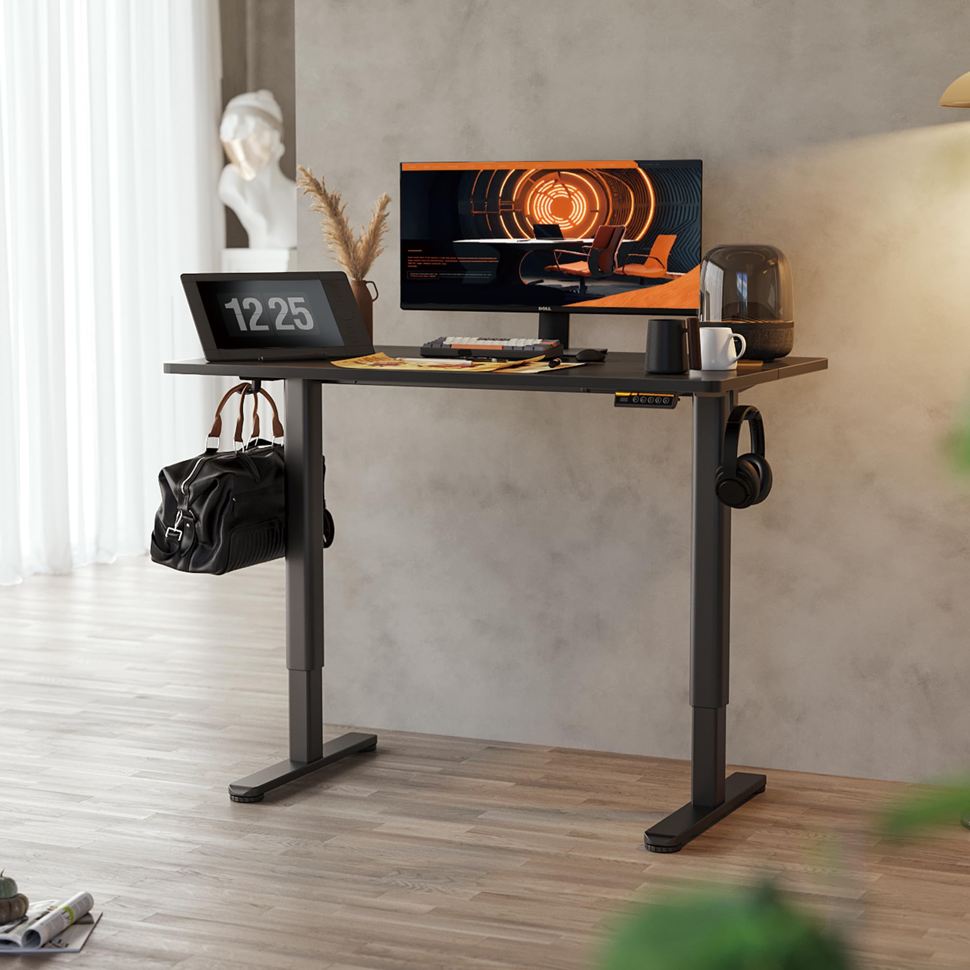 Claiks Höhenverstellbarer Schreibtisch Gestell mit Rollen, Tischgestell Höhenverstellbar mit 3 Memory-Funktion, Schreibtisch Gestell mit Starken Motor,Schwarz
