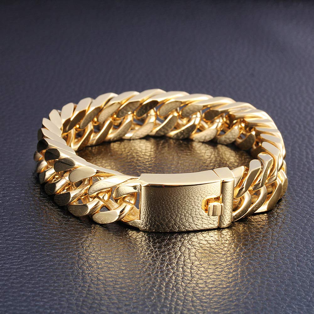 Mode Titan Stahl Armband, 18 Karat Vakuum Beschichtung Armband Persönlichkeit Herrschsüchtig Männer Titanium Stahl Armband, Geburtstage, Jahrestage oder eine Überraschung Exquisit, Golden