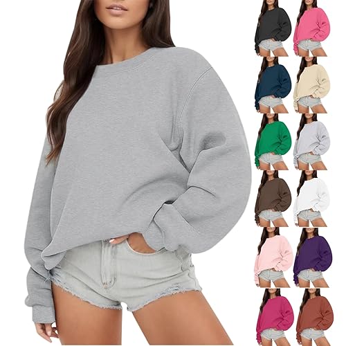 Womens Sweatshirts Oversized Crewneck Fleece Pullover Hoodies Trendy Cute Long