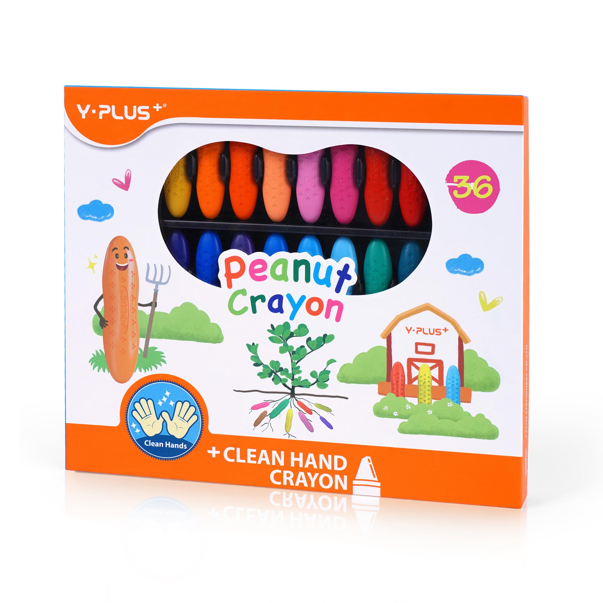 YPLUS Toddler Crayons, 36 Washable Easy-Grip Peanut Crayons for Kids Age1-3