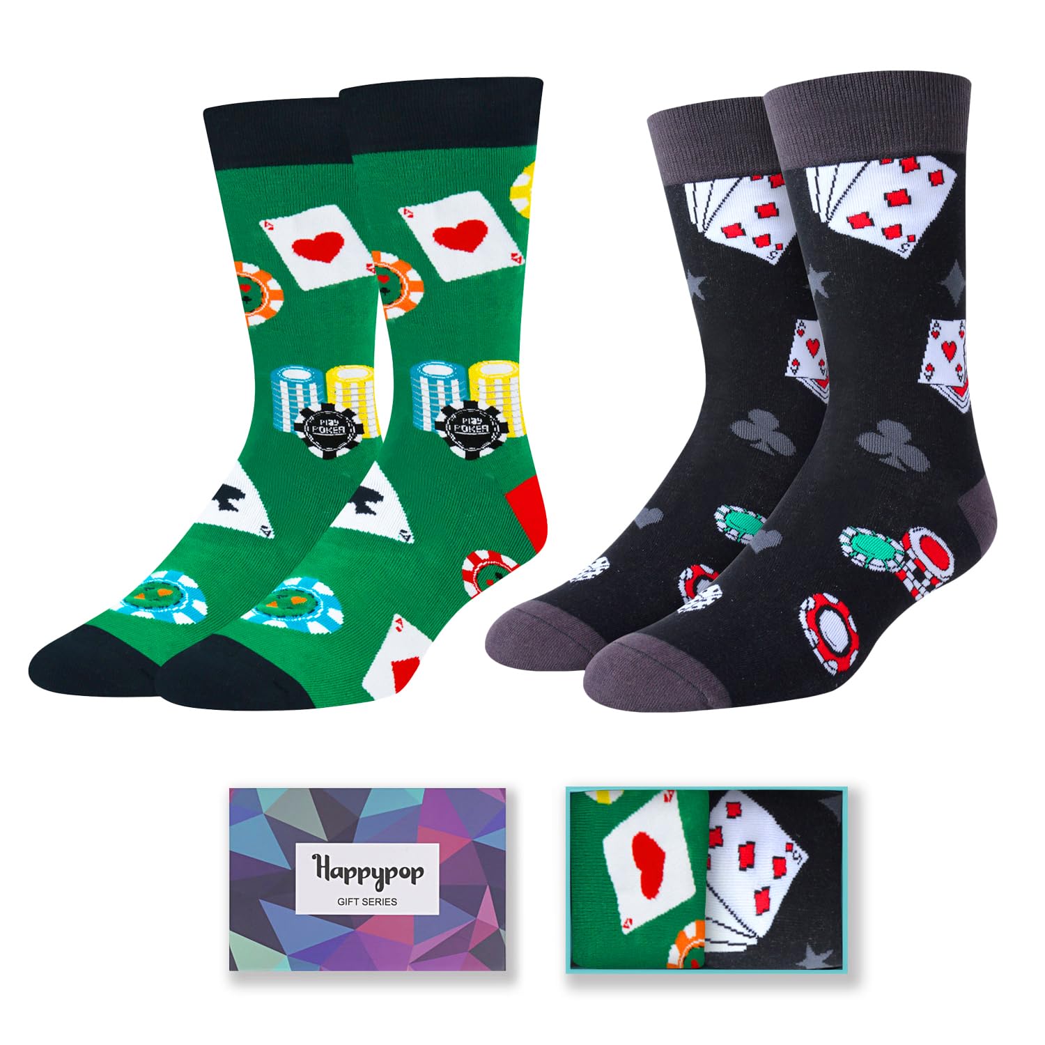 HAPPYPOP Funny Socks for Men - American Flag Optometry Golf Bowling Medical Teeth Gifts
