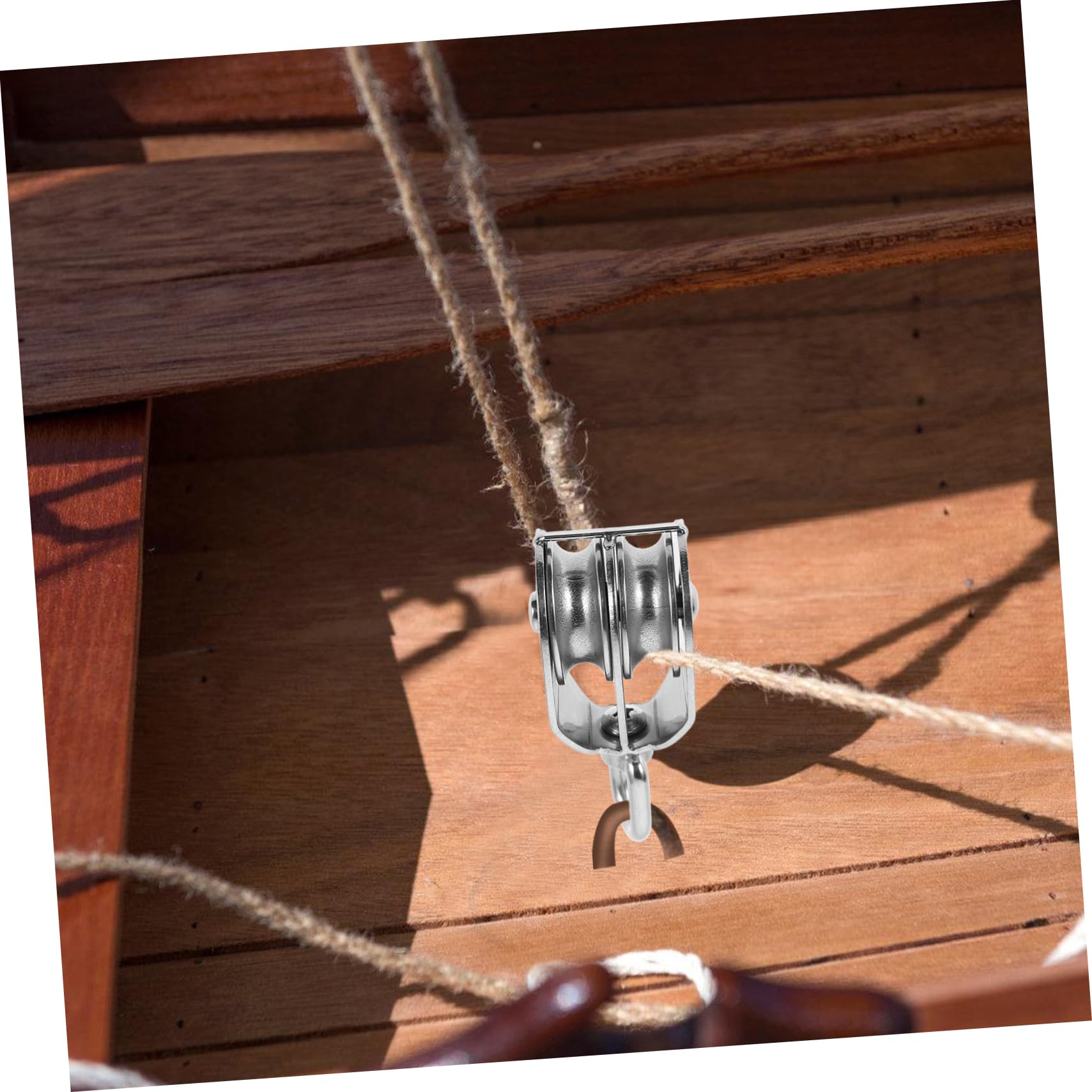 Polea de pesca de acero inoxidable, poleas de elevación portátiles, bloque de metal resistente para equipo de pesca, herramienta de elevación duradera para uso en exteriores y marinos