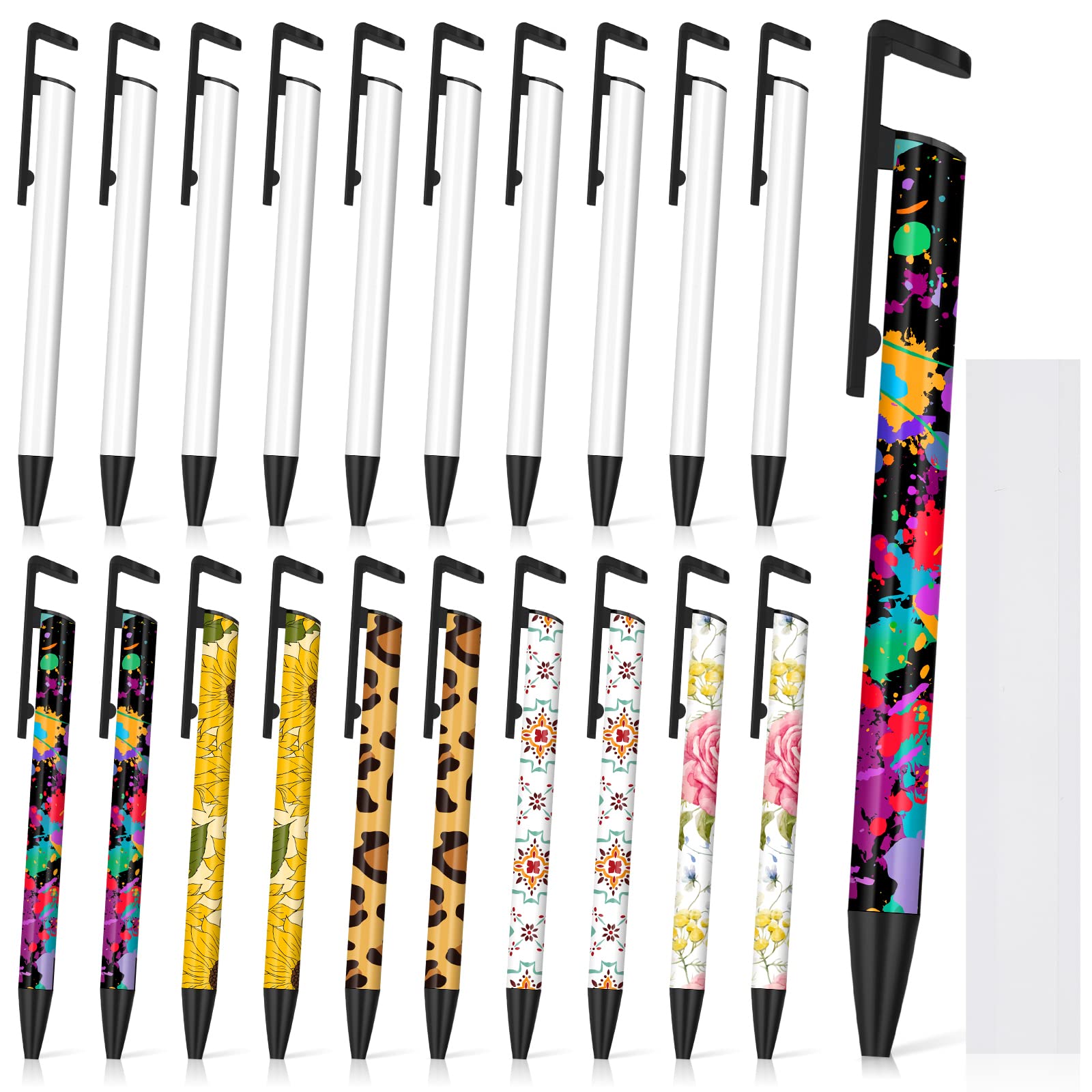 Yexiya Sublimation Pens Blank Heat Transfer Pen Sublimation Ballpoint with Shrink Wrap White Aluminum Customized School Supplies for Christmas DIY