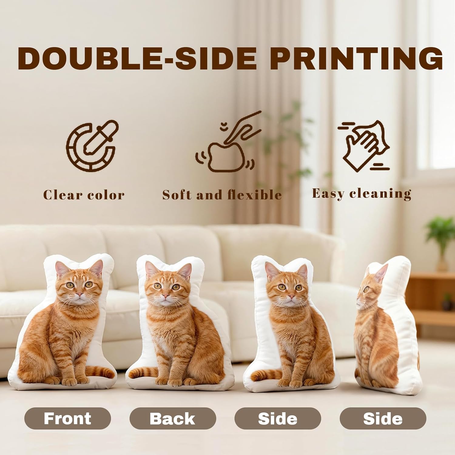 Personalized Photo Pillow Gifts,Custom Pet Pillow Shaped Looks Like Your Dog Cat Picture,Unique Birthday Gifts for Pet Lovers - Double Side 24 Inch