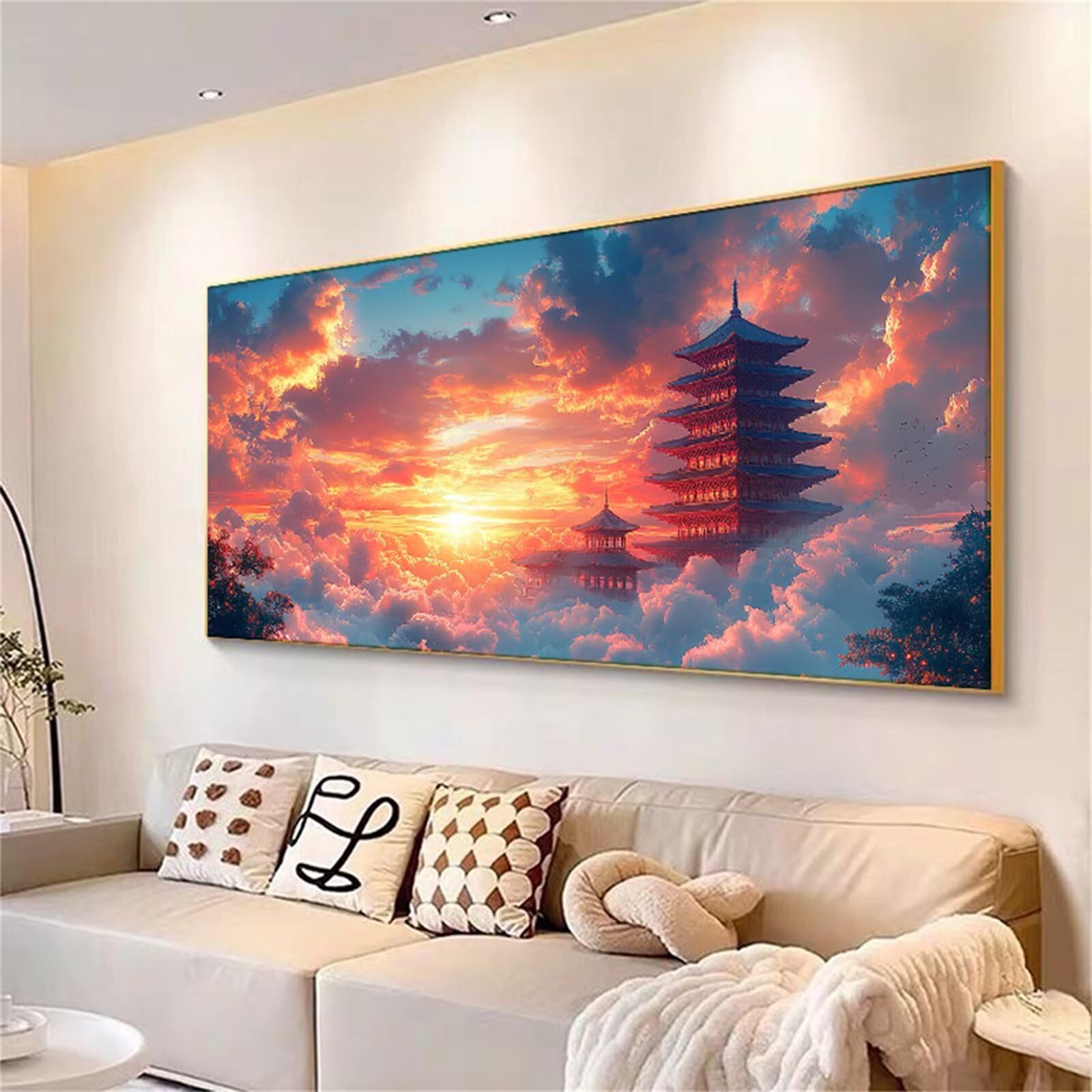 Malarstwo diamentowe wieża, malowanie diamentowe w chmurze Duży rozmiar 100 x 200 cm, diamenty do samodzielnego wykonania dla dorosłych, diamentowe malowanie dżetów haft rzemiosło zestaw świąteczny