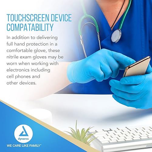 Miniatura 4 de Dynarex SafeTouch Guantes de nitrilo para exámenes, sin látex, libre de polvo.